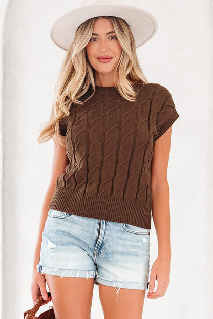 Lyrajira Texture Short Sleeve Sweater - Hello Beautiful BoutiqueShort Sleeve SweatersThreaded Pear