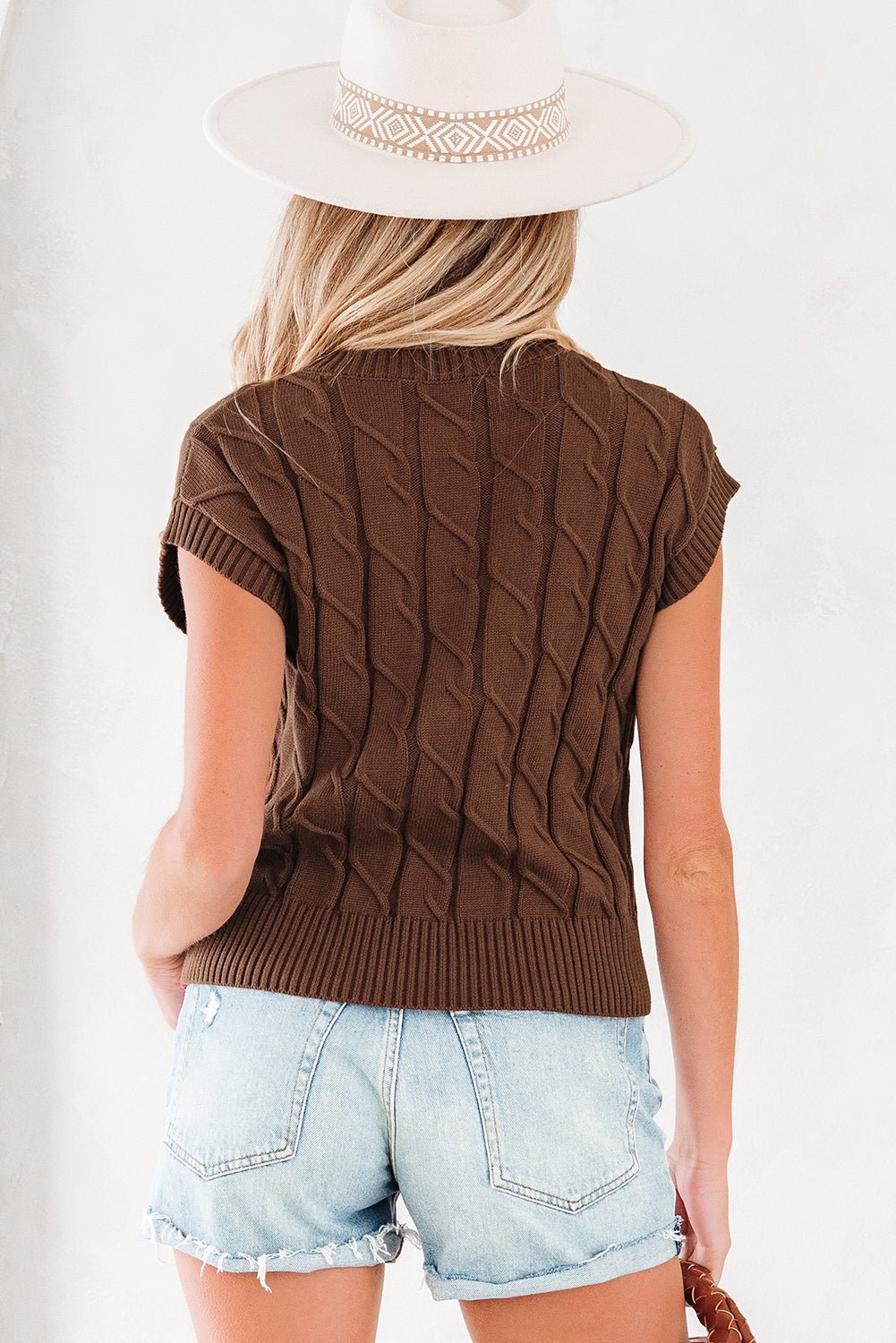 Lyrajira Texture Short Sleeve Sweater - Hello Beautiful BoutiqueShort Sleeve SweatersThreaded Pear