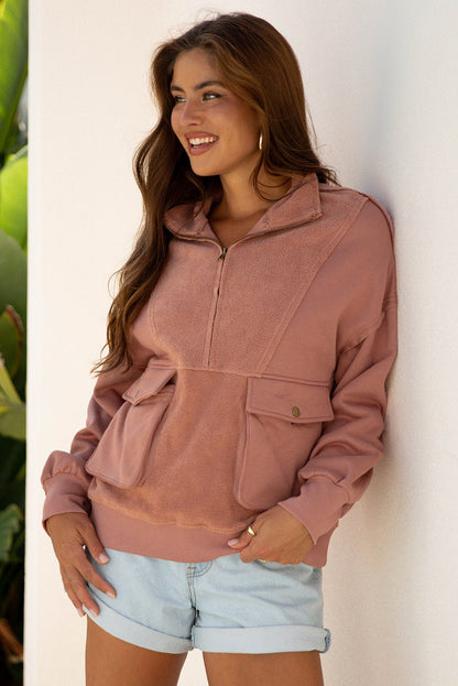 Mabel Half Zipper Baggy Sweatshirt - Hello Beautiful Boutique15% OFFThreaded Pear