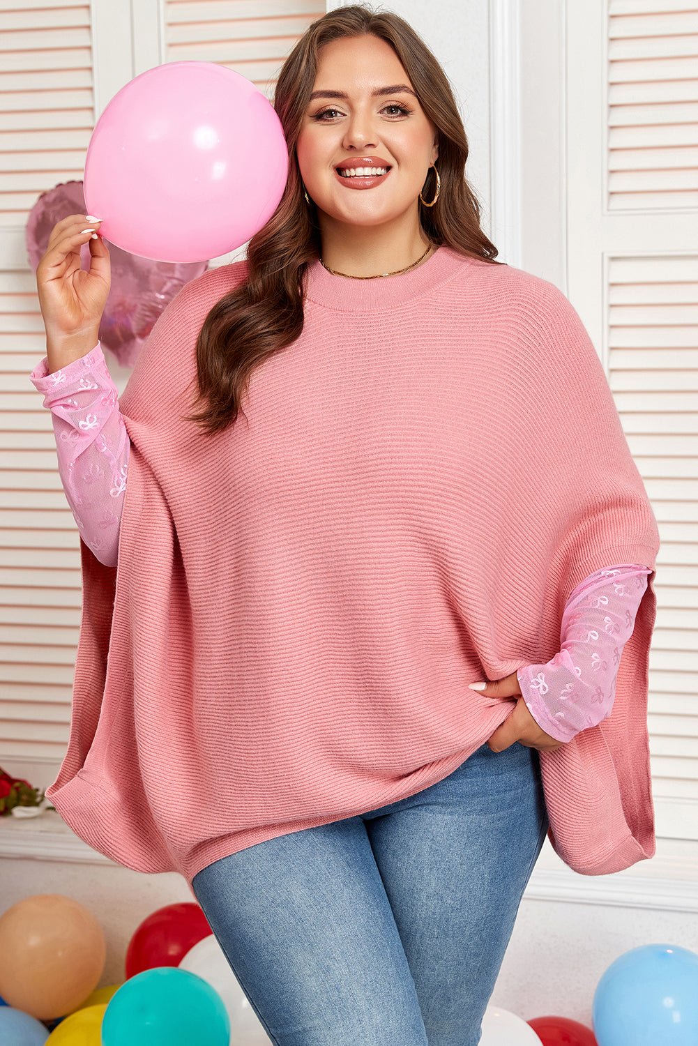 Maci Sleeve Poncho Style PLUS Sweater - Hello Beautiful BoutiquePlus Size Sweaters & CardigansThreaded Pear