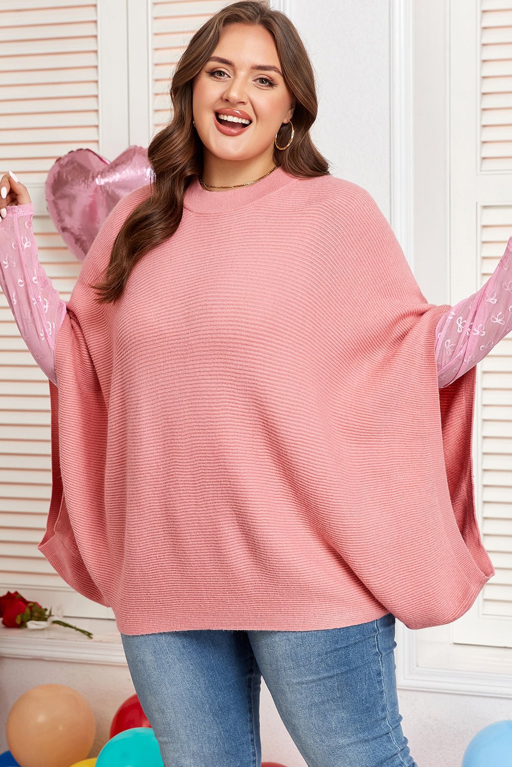 Maci Sleeve Poncho Style PLUS Sweater - Hello Beautiful BoutiquePlus Size Sweaters & CardigansThreaded Pear