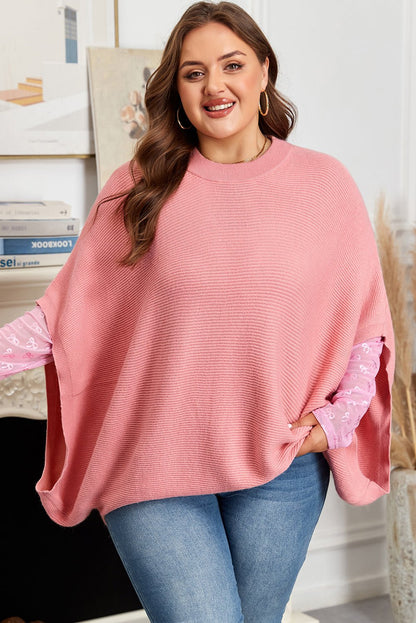 Maci Sleeve Poncho Style PLUS Sweater - Hello Beautiful BoutiquePlus Size Sweaters & CardigansThreaded Pear