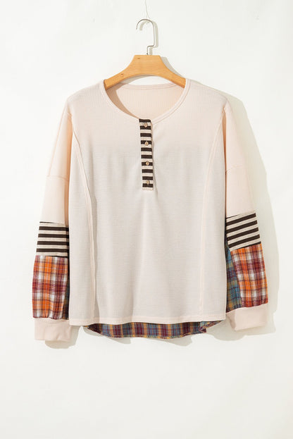Mackenzie Plaid Patchwork Half PLUS Pullover - Hello Beautiful Boutique15% OFFThreaded Pear