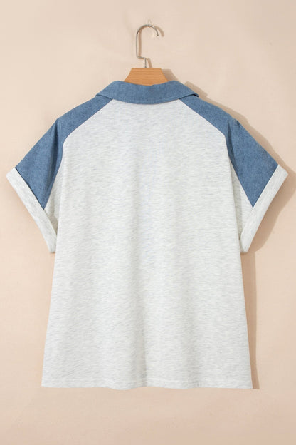 Maddie Cuffed Sleeve Polo PLUS Tee - Hello Beautiful BoutiquePlus Size Tops & TeesThreaded Pear