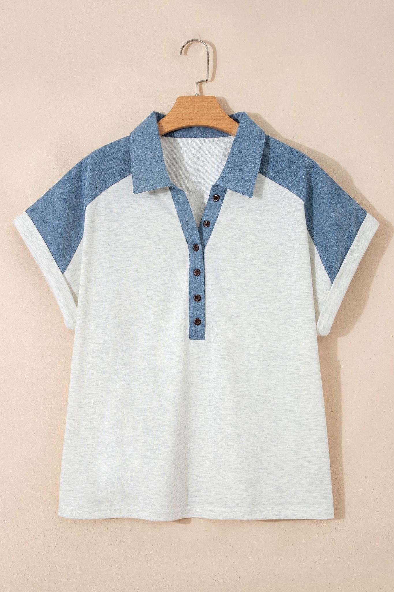 Maddie Cuffed Sleeve Polo PLUS Tee - Hello Beautiful BoutiquePlus Size Tops & TeesThreaded Pear