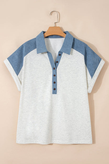 Maddie Cuffed Sleeve Polo PLUS Tee - Hello Beautiful BoutiquePlus Size Tops & TeesThreaded Pear