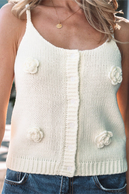 Maddie Flower Spaghetti Straps Sweater - Hello Beautiful BoutiqueSweater VestsThreaded Pear