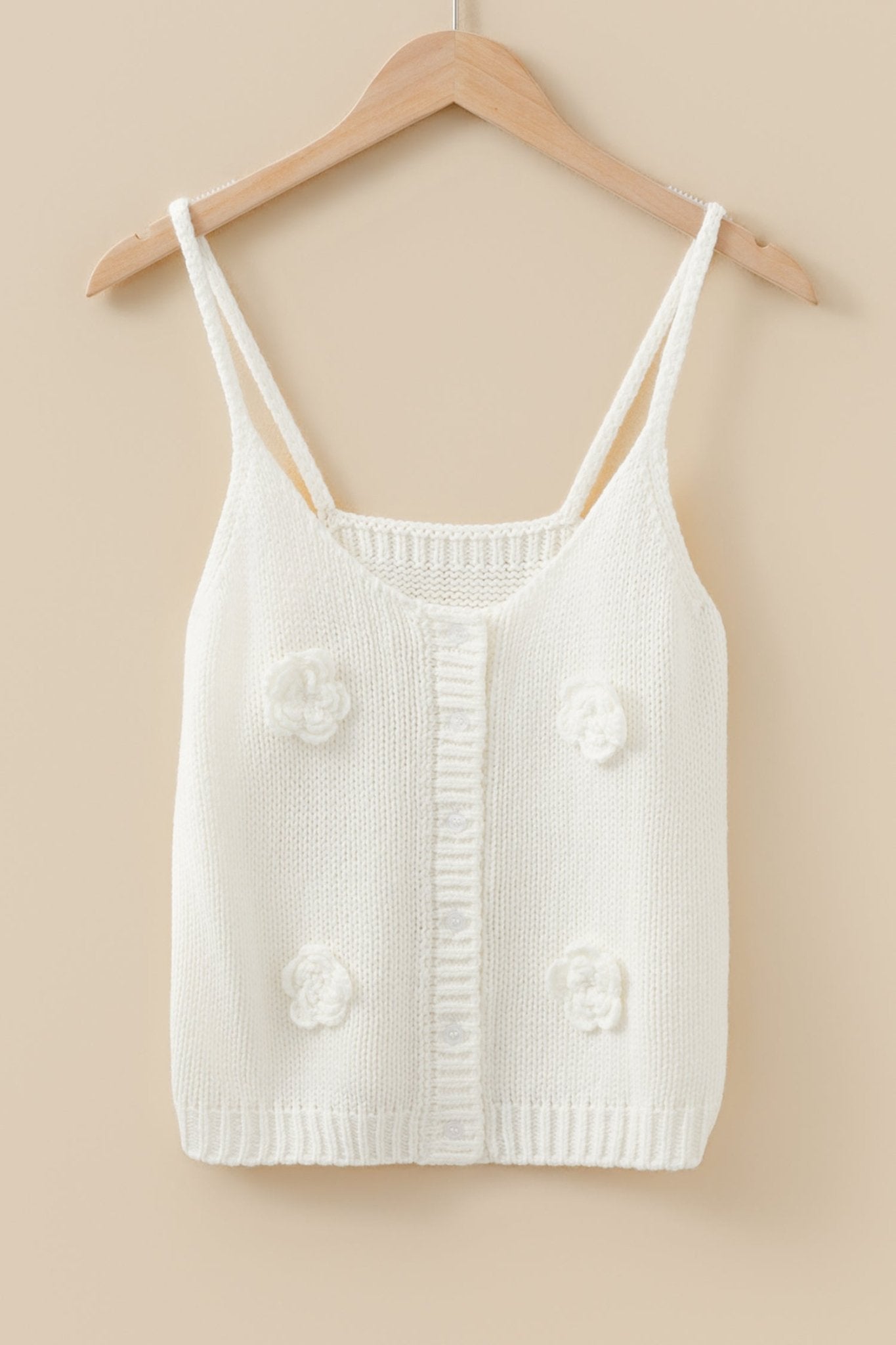 Maddie Flower Spaghetti Straps Sweater - Hello Beautiful BoutiqueSweater VestsThreaded Pear