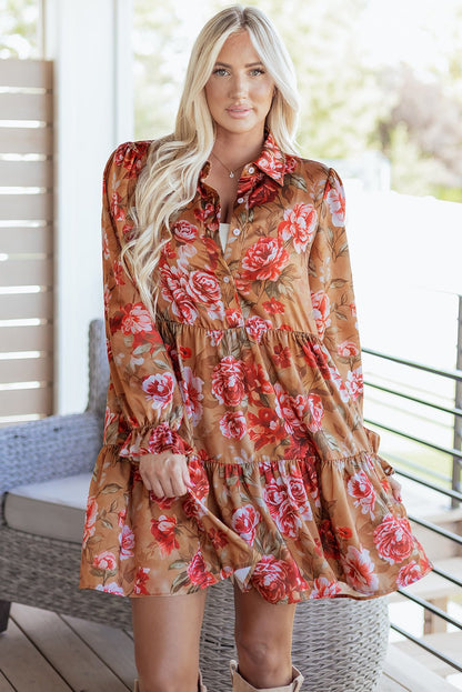 Maddie Ruffle Mini Dress Long Sleeve Top - Hello Beautiful BoutiqueFloral DressesThreaded Pear
