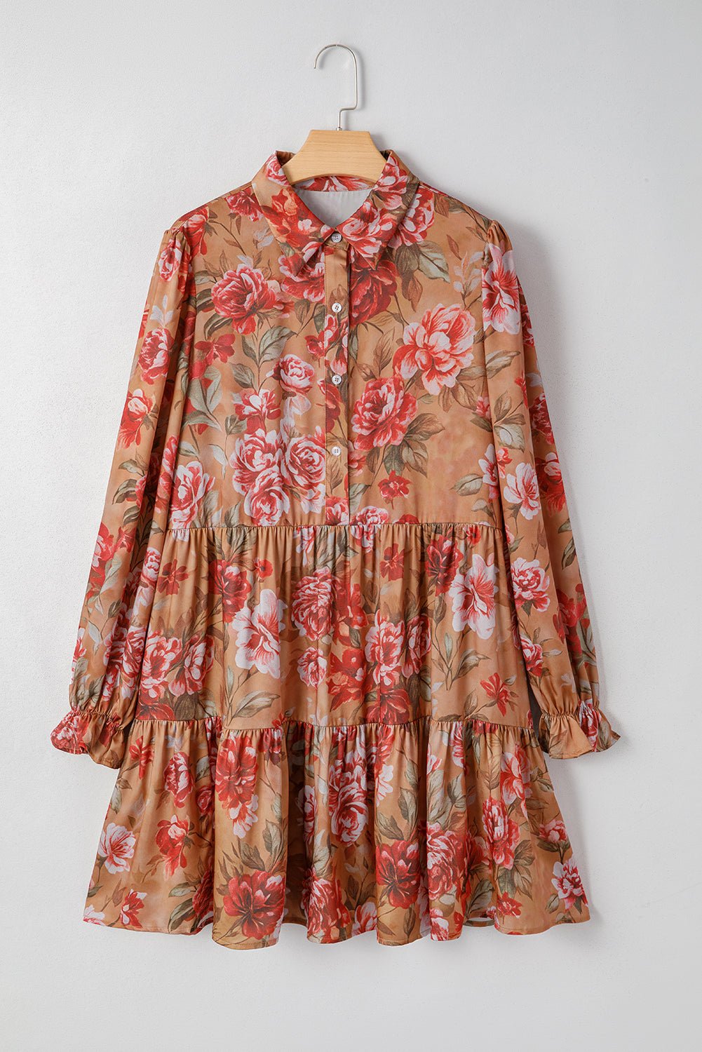 Maddie Ruffle Mini Dress Long Sleeve Top - Hello Beautiful BoutiqueFloral DressesThreaded Pear