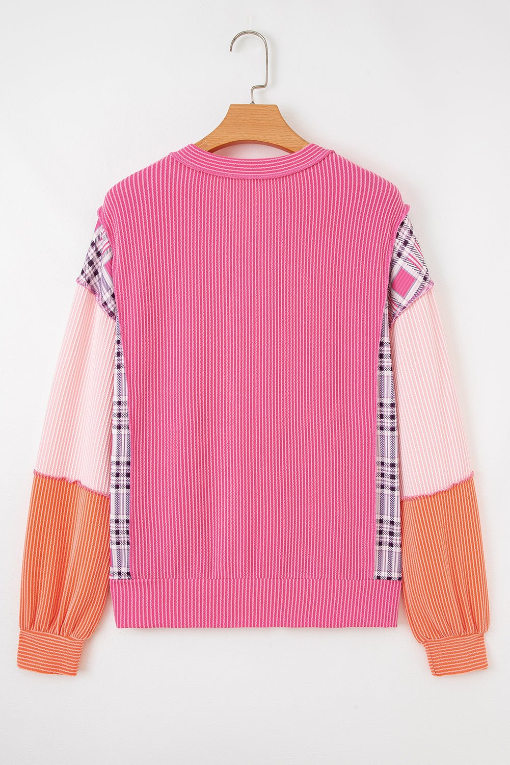 Maddie Texture Colorblock Patchwork Long Sleeve PLUS Top - Hello Beautiful BoutiqueLong Sleeve TopsThreaded Pear