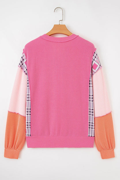 Maddie Texture Colorblock Patchwork Long Sleeve PLUS Top - Hello Beautiful BoutiqueLong Sleeve TopsThreaded Pear