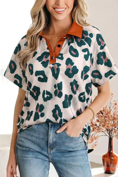 Madelynn Collared Short Sleeve Blouse - Hello Beautiful BoutiqueBlouses & ShirtsThreaded Pear