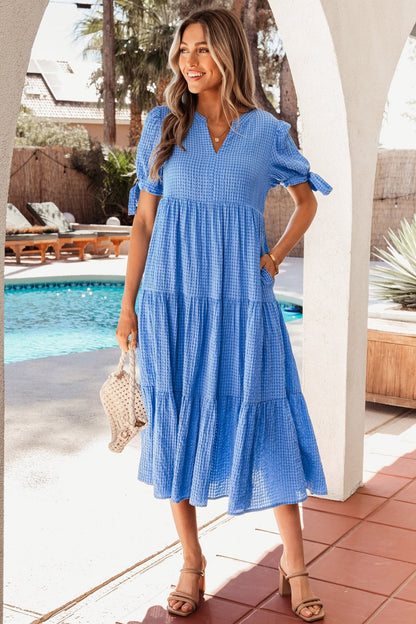 Madelynn Sleeve Tiered Midi Dress - Hello Beautiful BoutiqueMidi DressesThreaded Pear