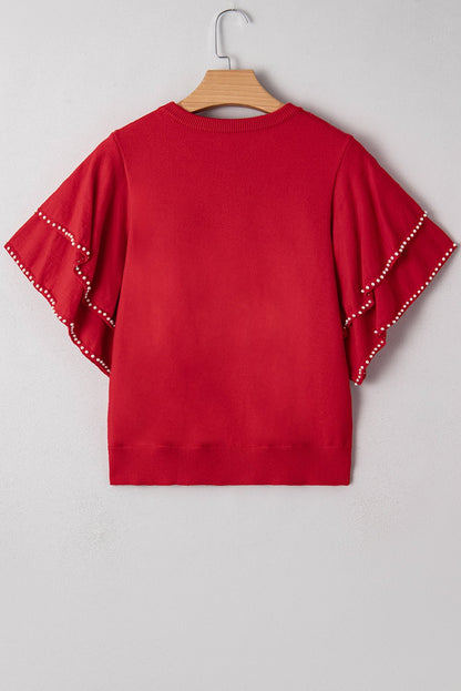 Madilynn Ruffle Short Sleeve Sweater - Hello Beautiful BoutiqueShort Sleeve SweatersThreaded Pear