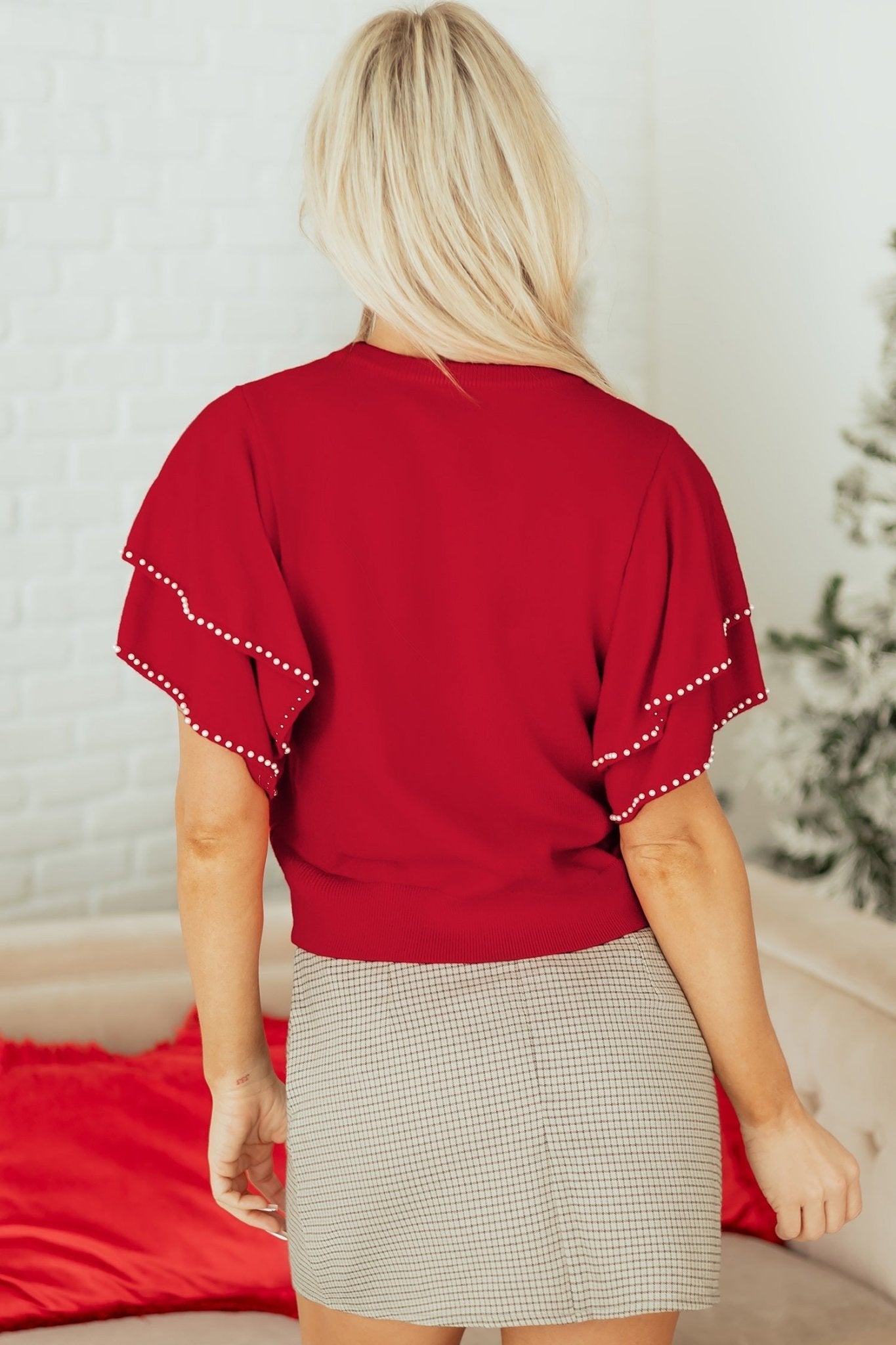 Madilynn Ruffle Short Sleeve Sweater - Hello Beautiful BoutiqueShort Sleeve SweatersThreaded Pear