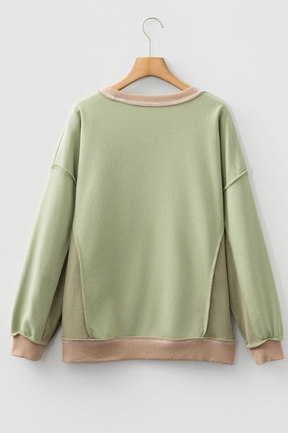 Maelynn Waffle Patchwork Oversize Sweatshirt - Hello Beautiful BoutiqueSweatshirts & HoodiesThreaded Pear