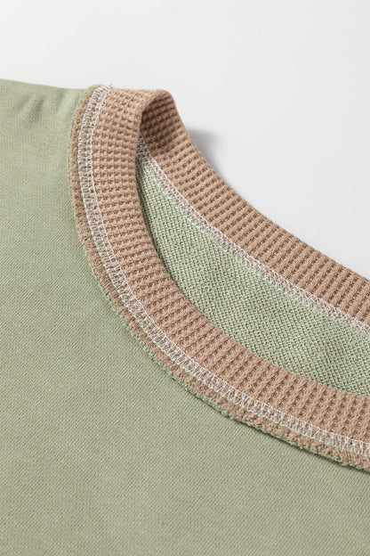 Maelynn Waffle Patchwork Oversize Sweatshirt - Hello Beautiful BoutiqueSweatshirts & HoodiesThreaded Pear