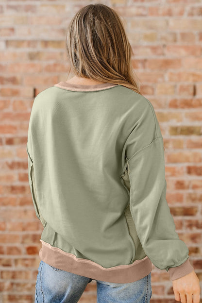 Maelynn Waffle Patchwork Oversize Sweatshirt - Hello Beautiful BoutiqueSweatshirts & HoodiesThreaded Pear