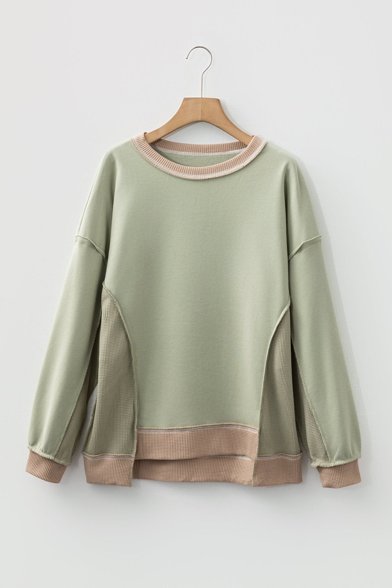 Maelynn Waffle Patchwork Oversize Sweatshirt - Hello Beautiful BoutiqueSweatshirts & HoodiesThreaded Pear