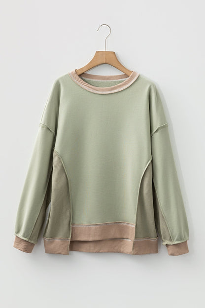 Maelynn Waffle Patchwork Oversize Sweatshirt - Hello Beautiful BoutiqueSweatshirts & HoodiesThreaded Pear
