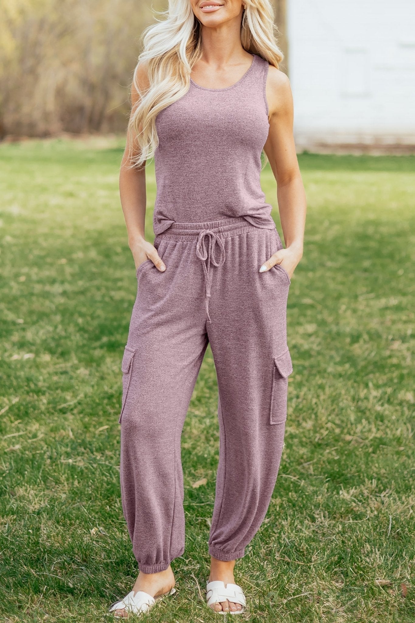 Maeve Bouquet Casual Tank Top Set - Hello Beautiful BoutiquePant SetsThreaded Pear