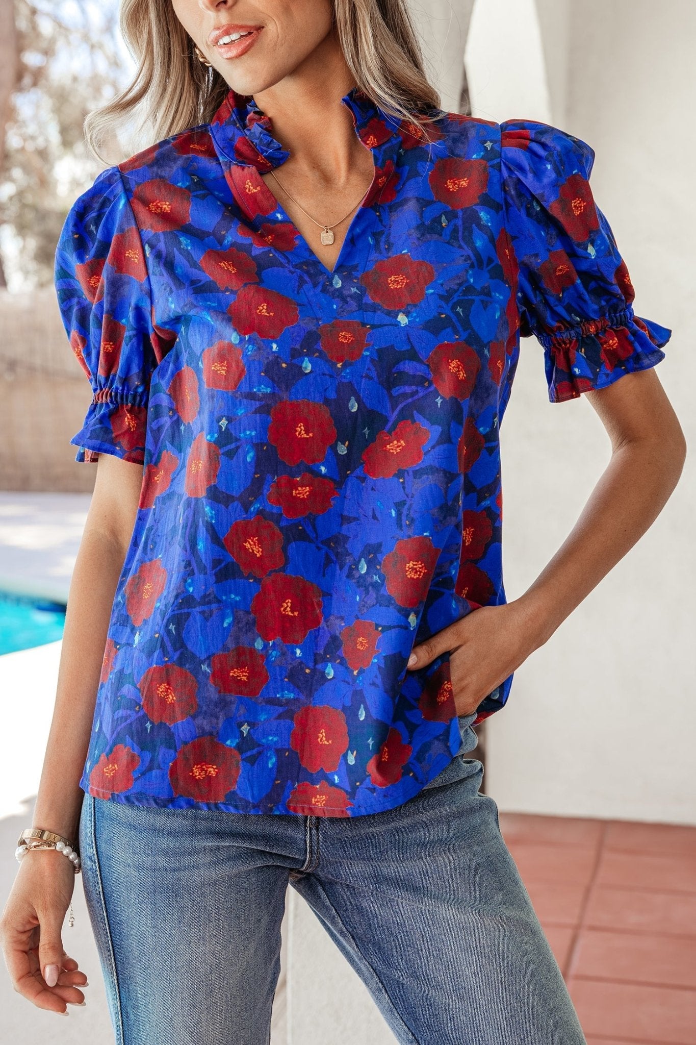 Maeve Sleeve Frilled Floral Blouse - Hello Beautiful BoutiqueBlouses & ShirtsThreaded Pear