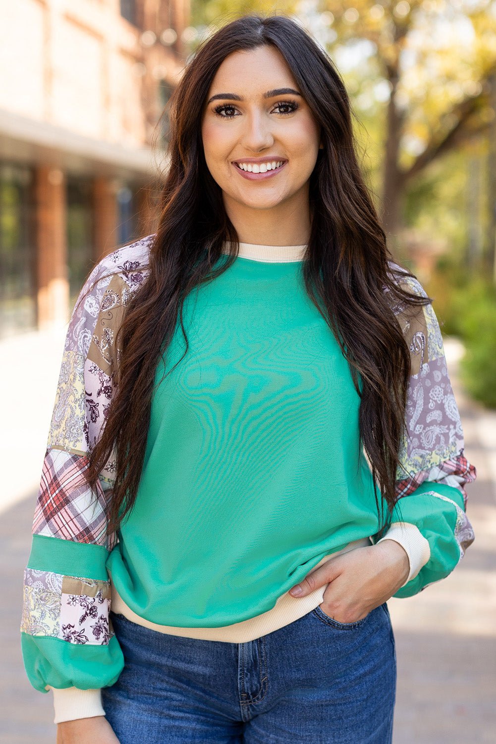 Maeve Sleeve Raglan top Long Sleeve Top - Hello Beautiful BoutiqueLong Sleeve TopsThreaded Pear