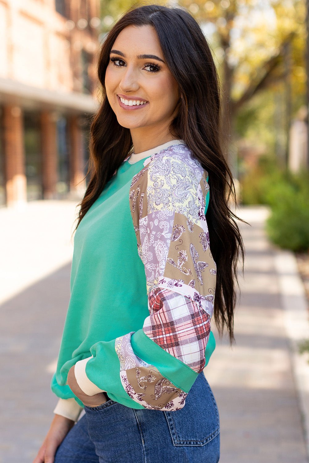 Maeve Sleeve Raglan top Long Sleeve Top - Hello Beautiful BoutiqueLong Sleeve TopsThreaded Pear