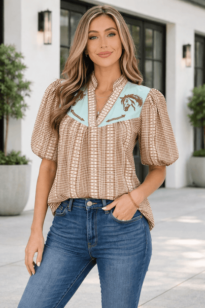 Maggie Puff Sleeve Gingham Blouse - Hello Beautiful BoutiqueBlouses & ShirtsThreaded Pear