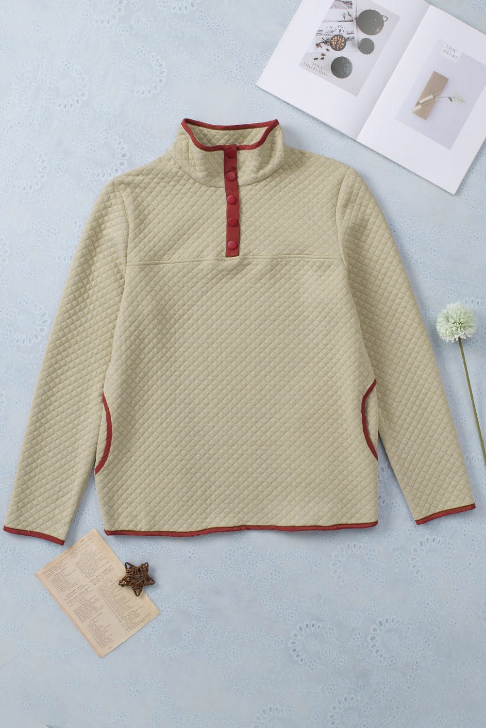 Maisie Binding Snap Geometric Pullover - Hello Beautiful Boutique20% OFFThreaded Pear