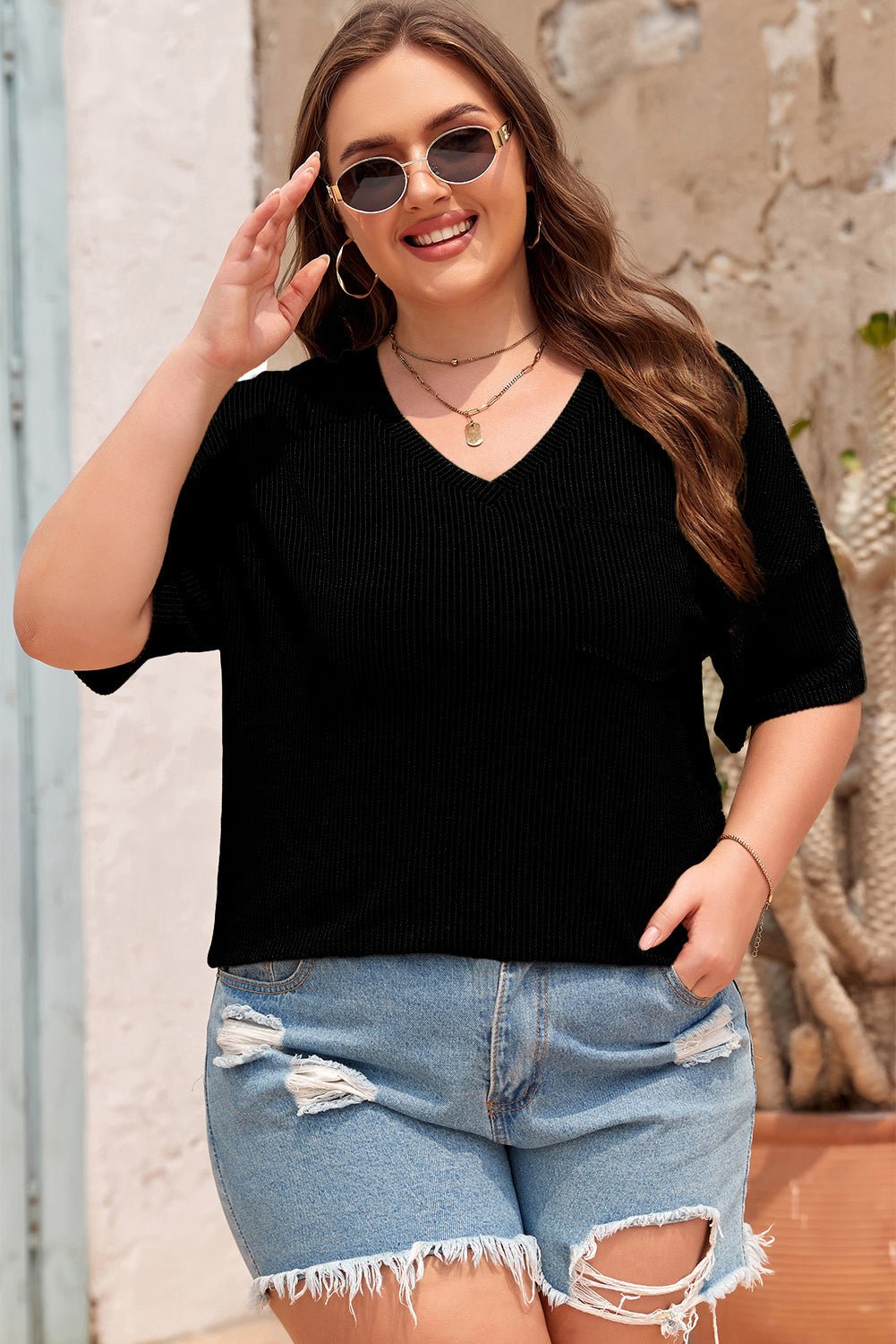 Maisie Shoulder T Shirt PLUS T-Shirt - Hello Beautiful BoutiquePlus Size Tops & TeesThreaded Pear