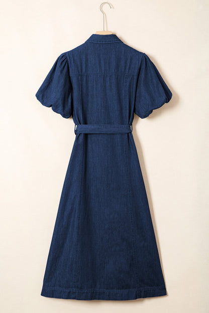 Makayla Bubble Sleeve Long Dress - Hello Beautiful BoutiqueMidi DressesThreaded Pear