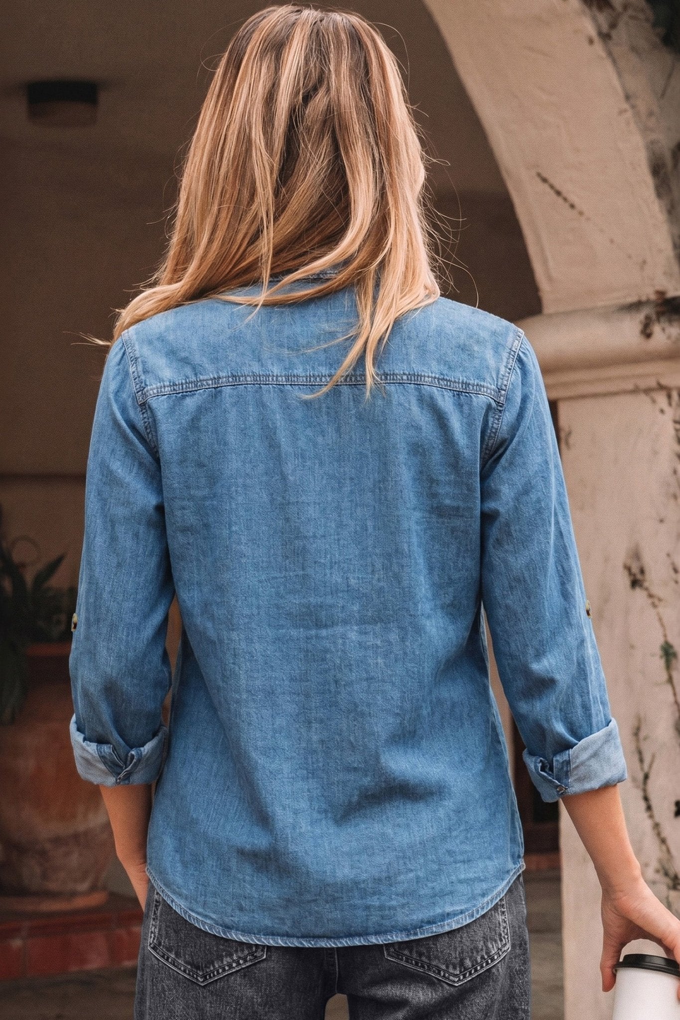 Makenna Myosotis Down Slim Shirt - Hello Beautiful BoutiqueBlouses & ShirtsThreaded Pear