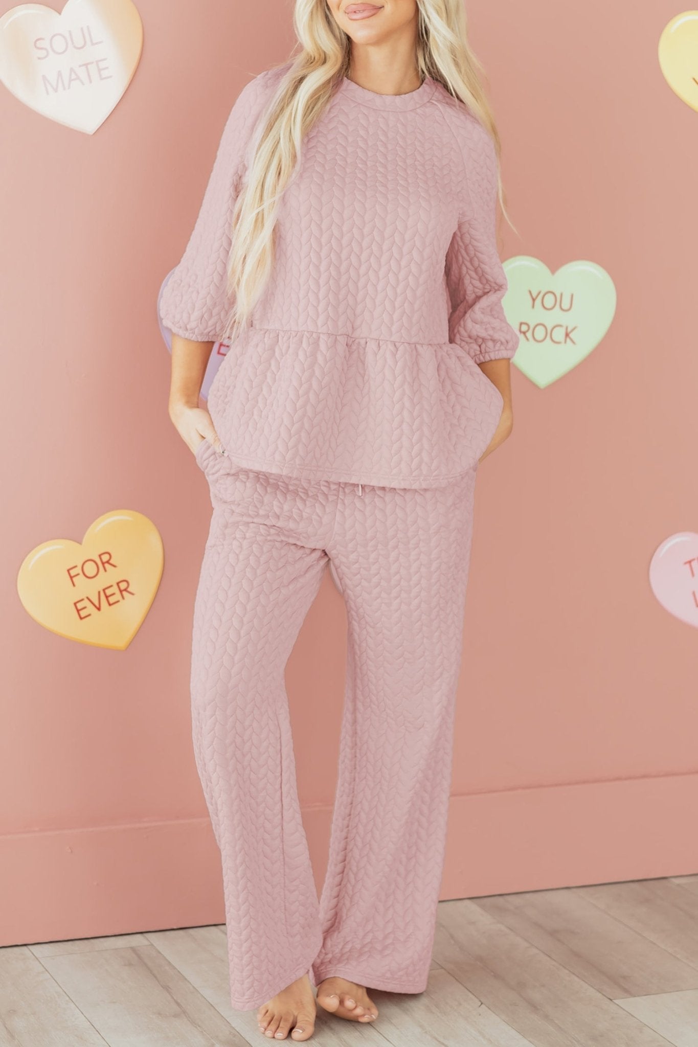 Makenna Texture Ruffle Hem Set - Hello Beautiful BoutiquePant SetsThreaded Pear