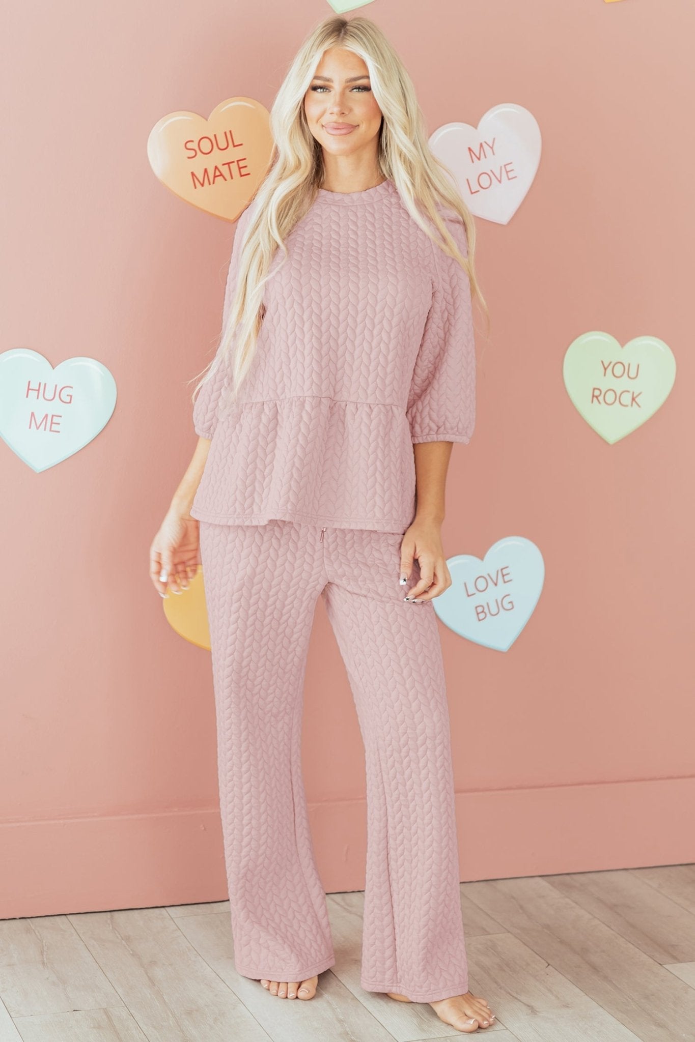 Makenna Texture Ruffle Hem Set - Hello Beautiful BoutiquePant SetsThreaded Pear