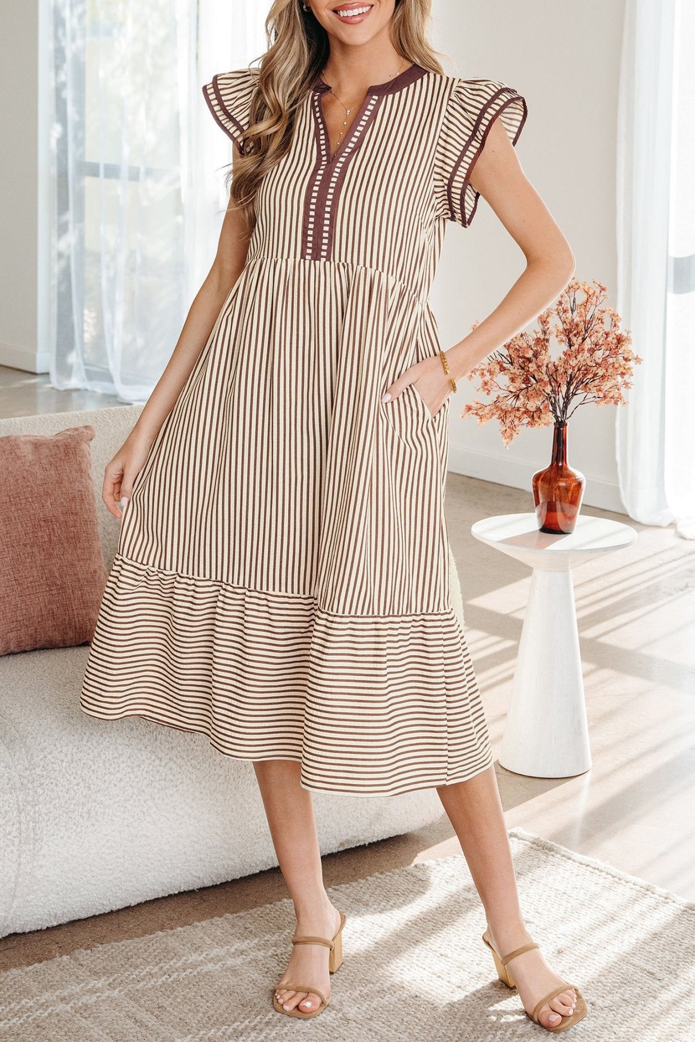 Makenzie Contrast Trim Midi Dress - Hello Beautiful BoutiqueMidi DressesThreaded Pear