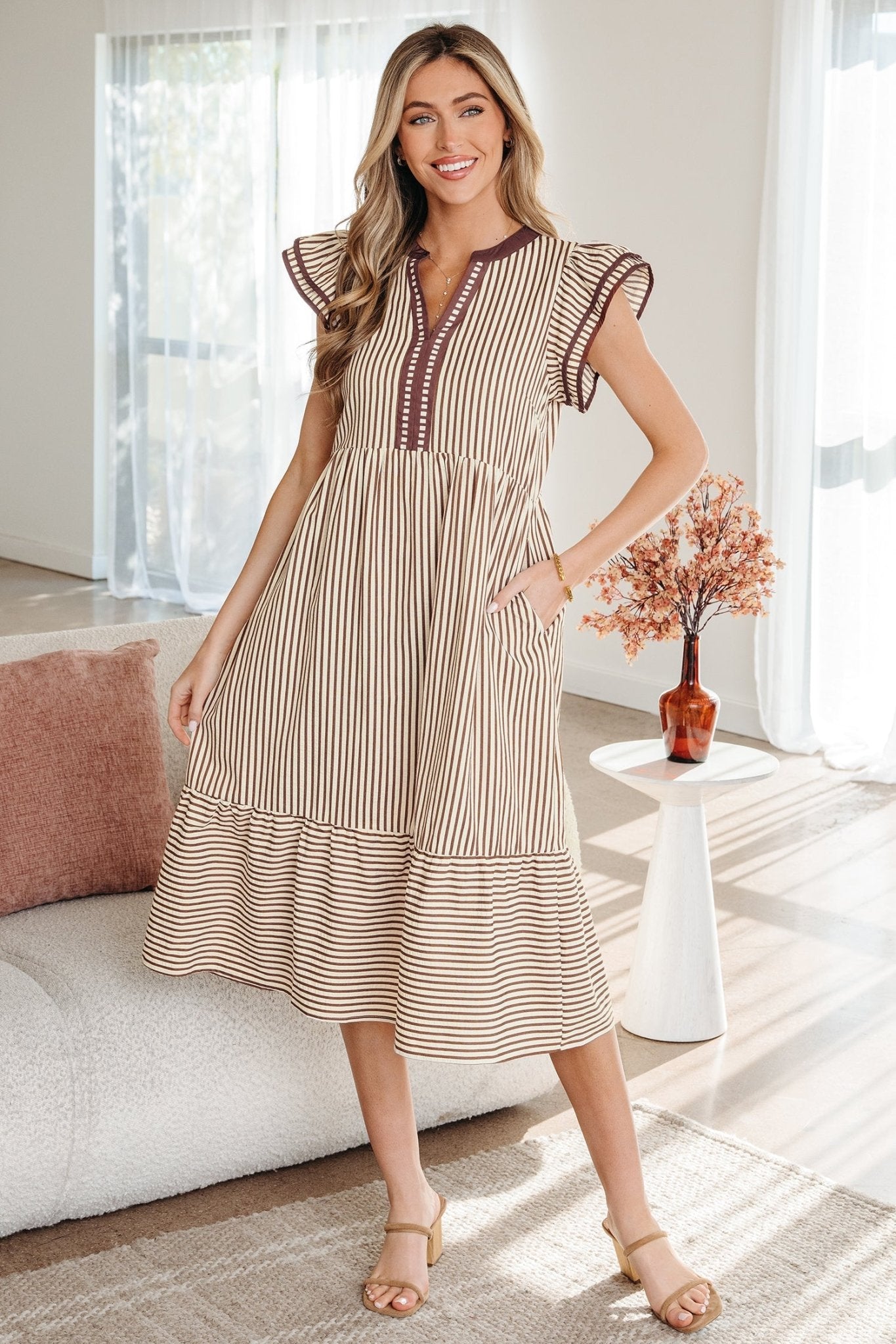 Makenzie Contrast Trim Midi Dress - Hello Beautiful BoutiqueMidi DressesThreaded Pear