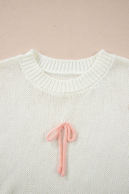 Malani Bow Knot Loose Sweater - Hello Beautiful BoutiqueShort Sleeve SweatersThreaded Pear