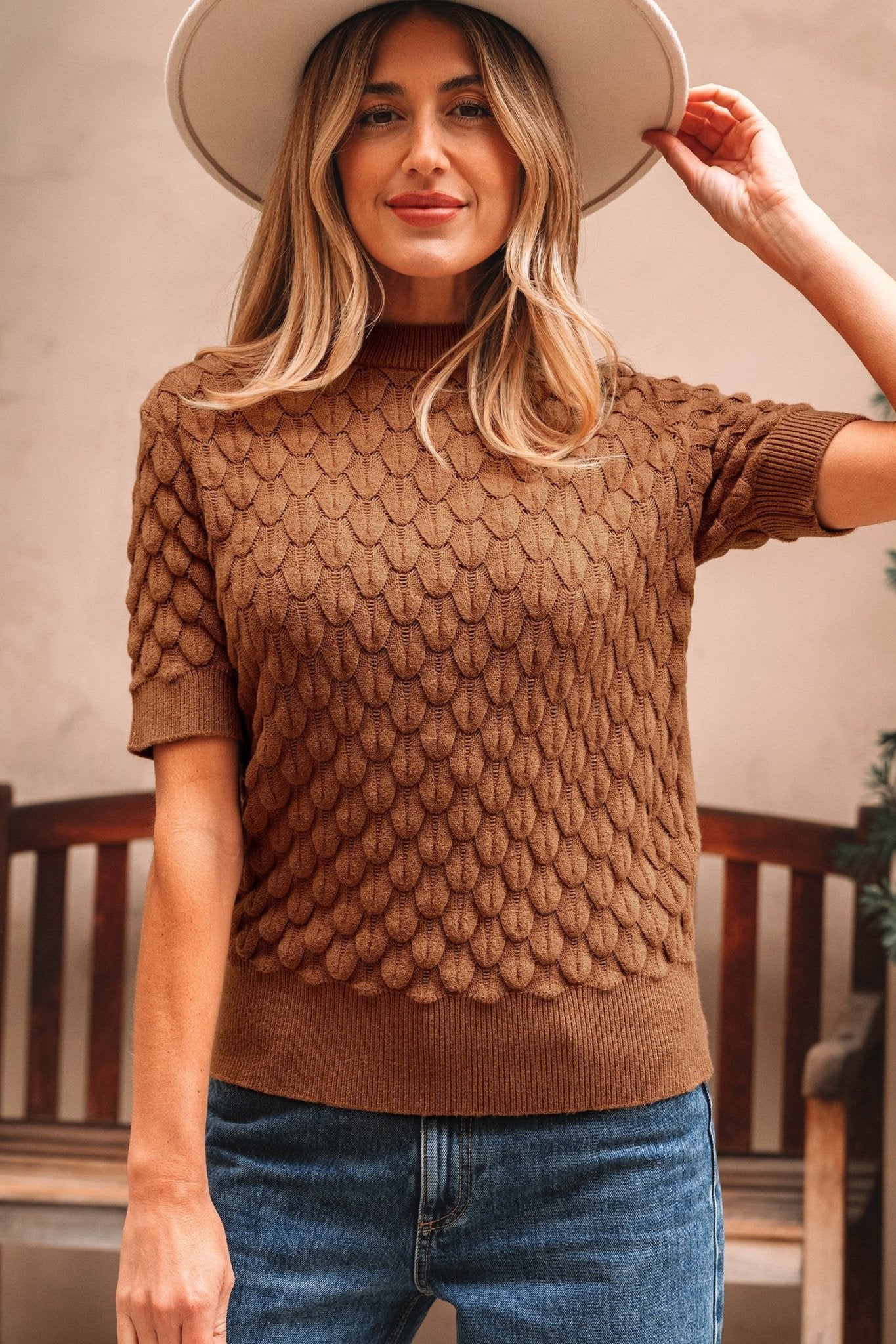 Malaysia Ribbed Short Sleeve Sweater - Hello Beautiful BoutiqueShort Sleeve SweatersThreaded Pear