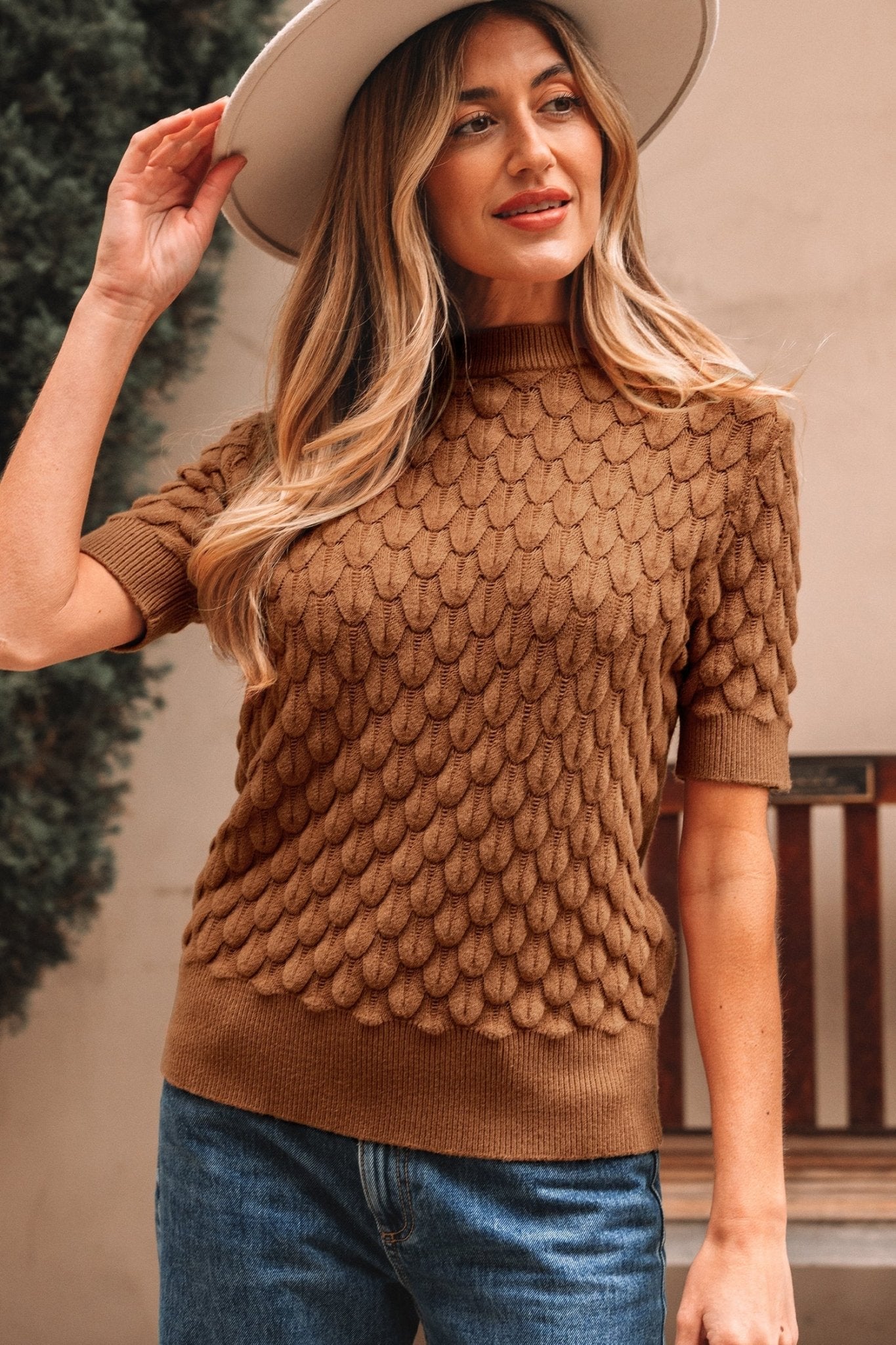 Malaysia Ribbed Short Sleeve Sweater - Hello Beautiful BoutiqueShort Sleeve SweatersThreaded Pear