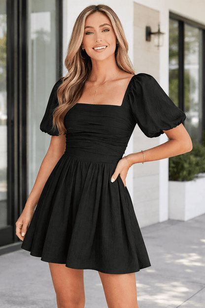 Malaysia Ruched Puff Sleeve Romper - Hello Beautiful BoutiqueJumpsuits & RompersThreaded Pear