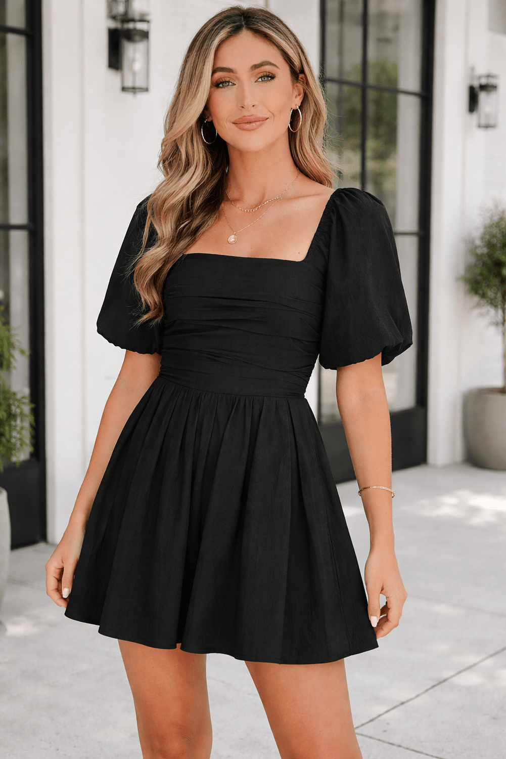 Malaysia Ruched Puff Sleeve Romper - Hello Beautiful BoutiqueJumpsuits & RompersThreaded Pear