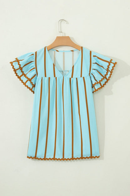 Malaysia Ruffled Short Sleeve Blouse - Hello Beautiful BoutiqueBlouses & ShirtsThreaded Pear