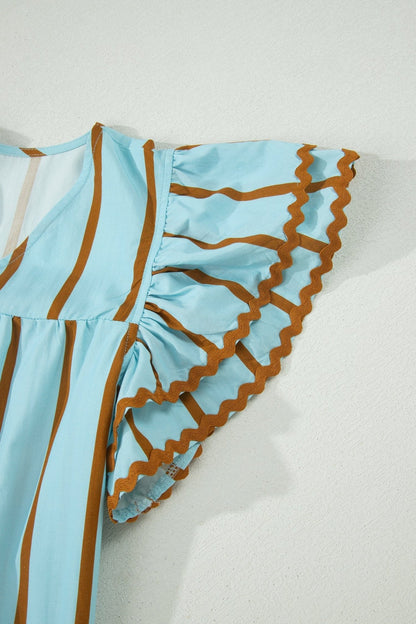Malaysia Ruffled Short Sleeve Blouse - Hello Beautiful BoutiqueBlouses & ShirtsThreaded Pear