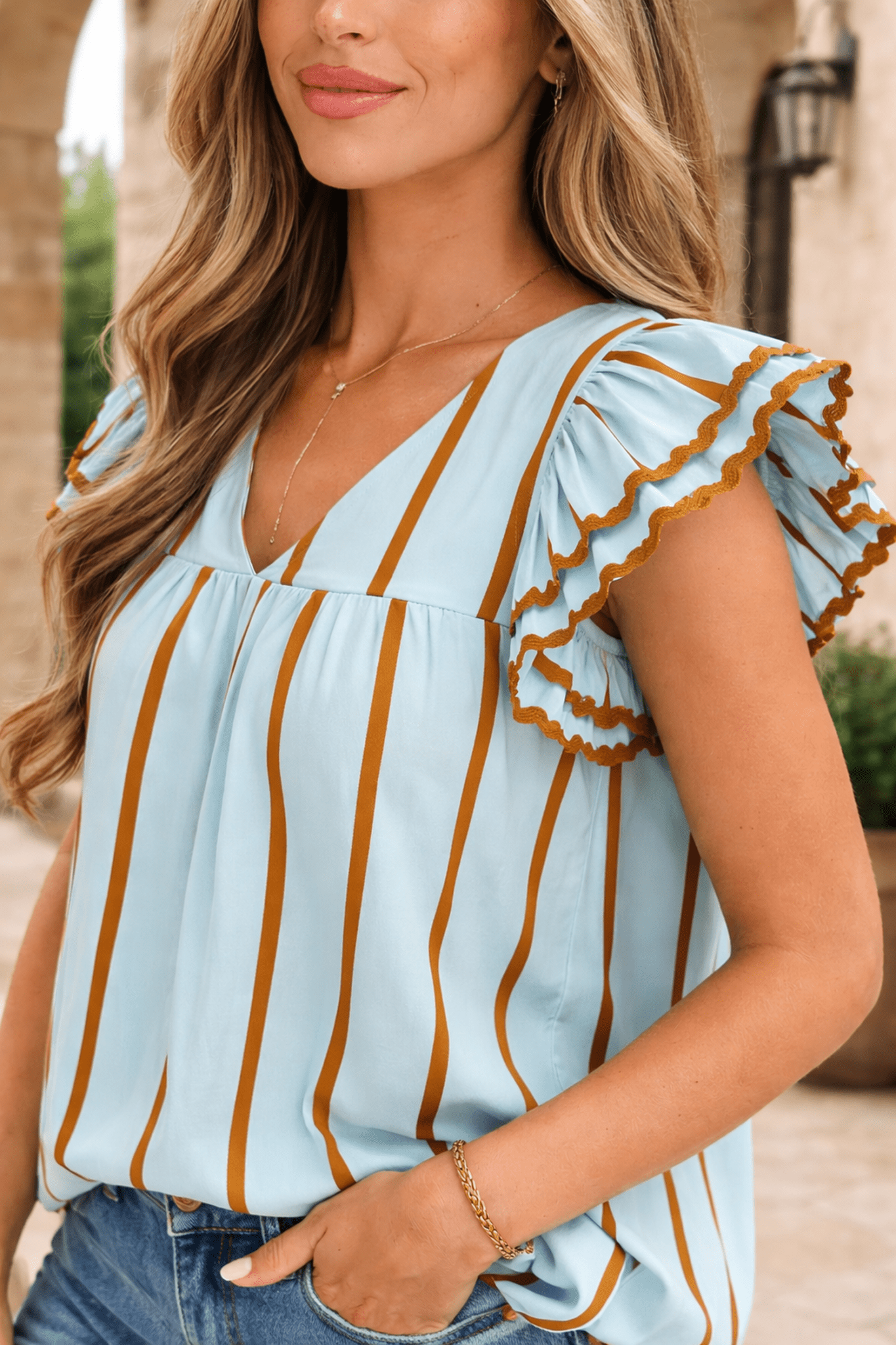 Malaysia Ruffled Short Sleeve Blouse - Hello Beautiful BoutiqueBlouses & ShirtsThreaded Pear