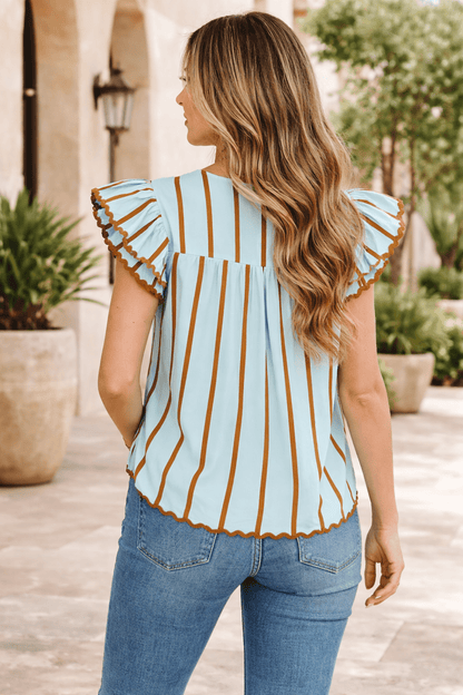 Malaysia Ruffled Short Sleeve Blouse - Hello Beautiful BoutiqueBlouses & ShirtsThreaded Pear
