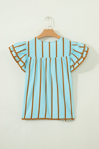 Malaysia Ruffled Short Sleeve Blouse - Hello Beautiful BoutiqueBlouses & ShirtsThreaded Pear