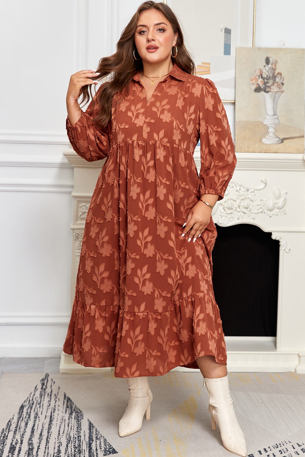 Mallory 4 Sleeve Long PLUS Dress - Hello Beautiful BoutiquePlus Size Maxi DressesThreaded Pear