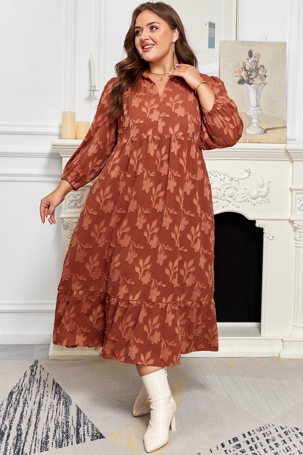 Mallory 4 Sleeve Long PLUS Dress - Hello Beautiful BoutiquePlus Size Maxi DressesThreaded Pear